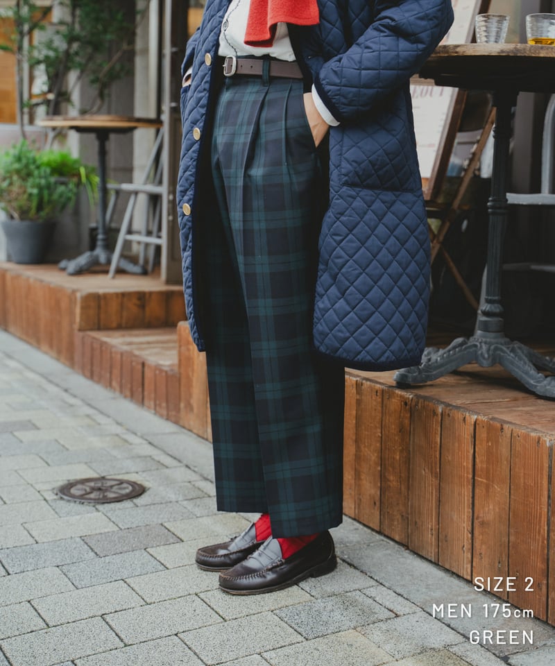 先行予約】#-75 W/P gabardine 2tuck straight check p