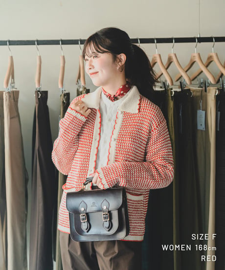 【先行予約】#-101 5G Twisted cable scallop knit cardigan (Red)