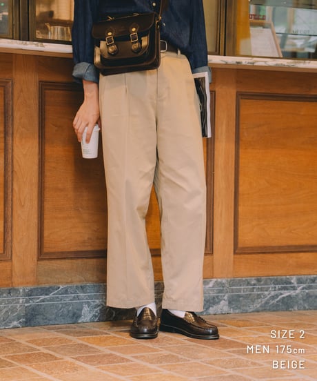 #-24 Ventile gabardine 2tuck straight pants (Beige)
