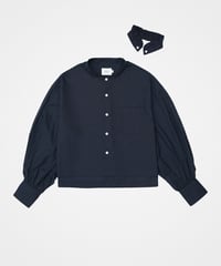 【先行予約】#-91 2way detachable collar frill shirt (Navy)