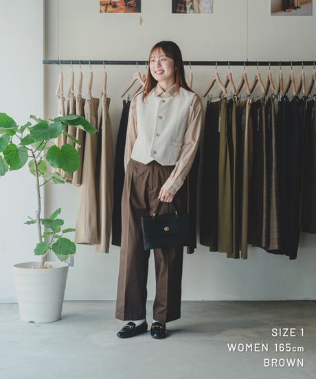 【先行予約】#-24 Ventile gabardine 2tuck straight pants (Brown)