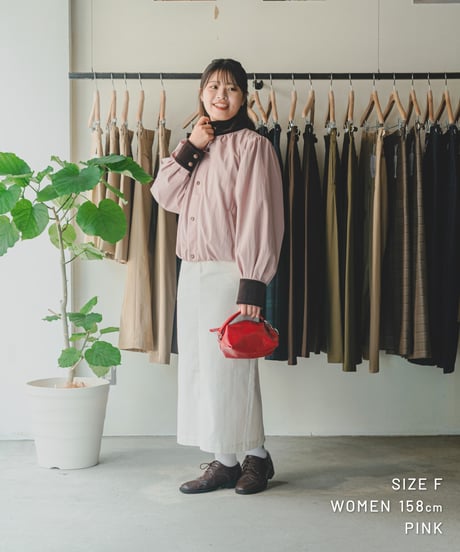 【先行予約】#-96 Puff sleeve soft volume blouson (Pink)