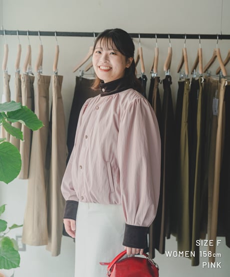 【先行予約】#-96 Puff sleeve soft volume blouson (Pink)