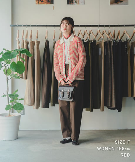 【先行予約】#-101 5G Twisted cable scallop knit cardigan (Red)