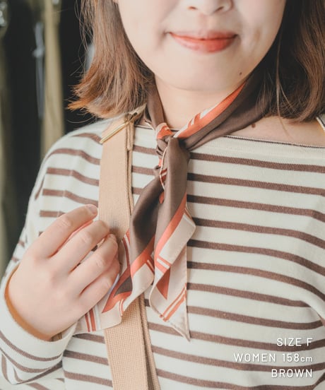 【先行予約】#-88 Hand print silk scarf (Brown)