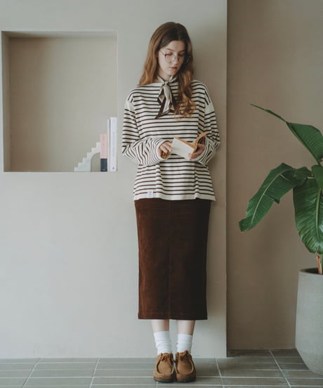 【先行予約】#-95 12W corduroy notuck tight skirt (Brown)