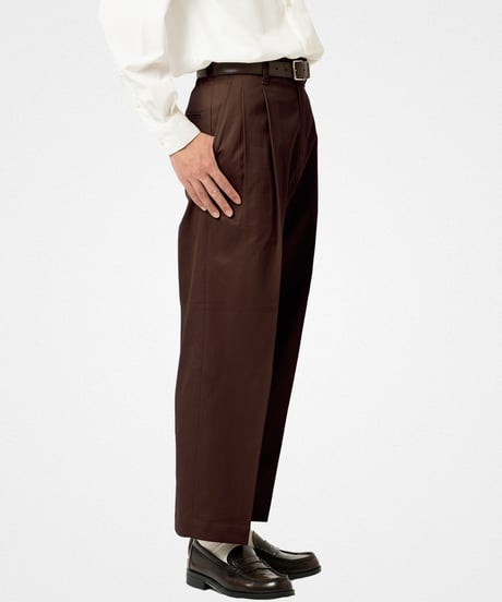【先行予約】#-24 Ventile gabardine 2tuck straight pants (Brown)