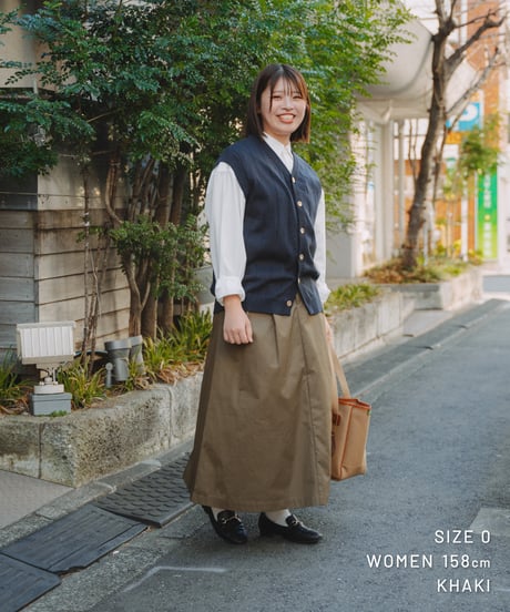 #-70 Ventile gabardine 2tuck skirt (Khaki)