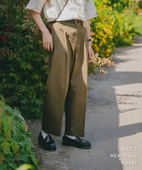 #-24 Ventile gabardine 2tuck straight pants (Khaki)