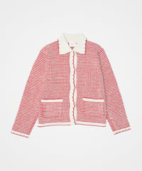 【先行予約】#-101 5G Twisted cable scallop knit cardigan (Red)