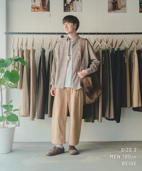 【先行予約】#-90 2way detachable collar wool mix check shirt (Navy)