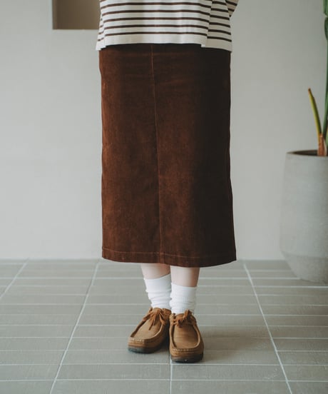【先行予約】#-95 12W corduroy notuck tight skirt (Brown)