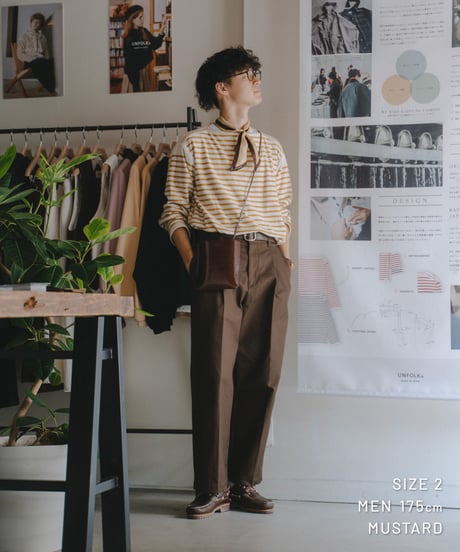 【先行予約】#-65 14G i-plating reversible border knit (Brown/Mustard)
