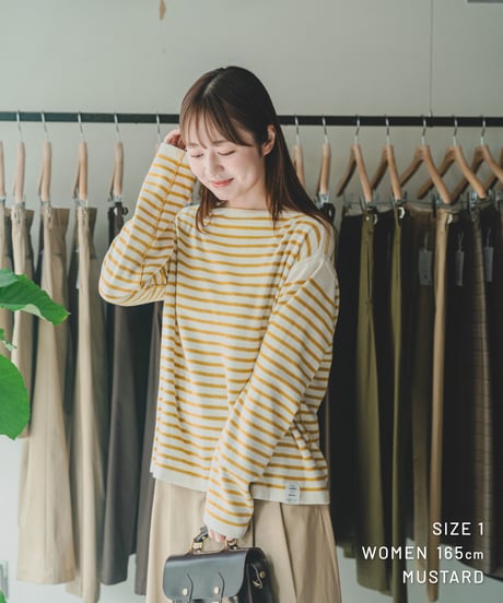 【先行予約】#-65 14G i-plating reversible border knit (Brown/Mustard)