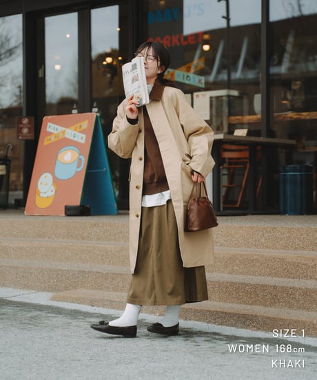 #-70 Ventile gabardine 2tuck skirt (Khaki)