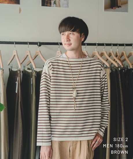 【先行予約】#-65 14G i-plating reversible border knit (Brown/Mustard)