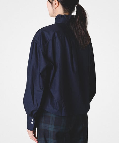 【先行予約】#-91 2way detachable collar frill shirt (Navy)