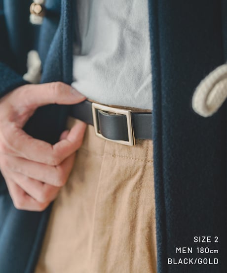 【先行予約】#-104 nohole leather belt (Brown/Gold)