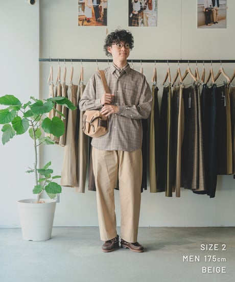 【先行予約】#-90 2way detachable collar wool mix check shirt (Navy)