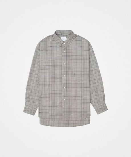 【先行予約】#-90 2way detachable collar wool mix check shirt (Beige)