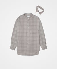 【先行予約】#-90 2way detachable collar wool mix check shirt (Beige)