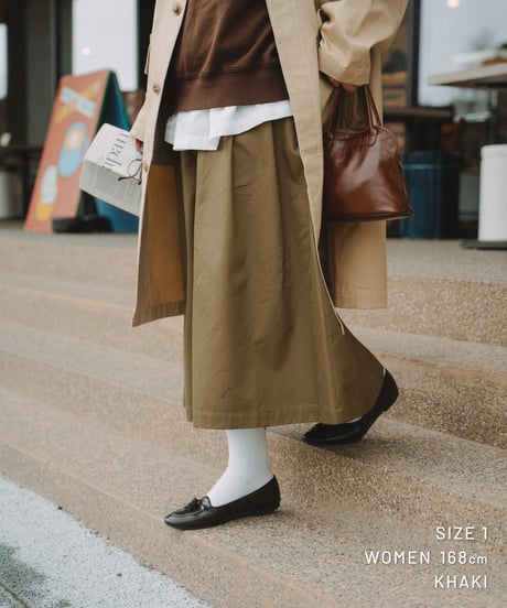 #-70 Ventile gabardine 2tuck skirt (Khaki)