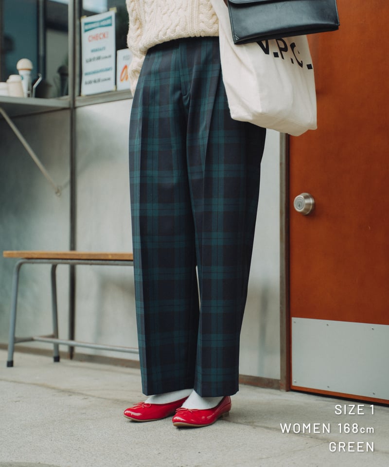 先行予約】#-75 W/P gabardine 2tuck straight check p