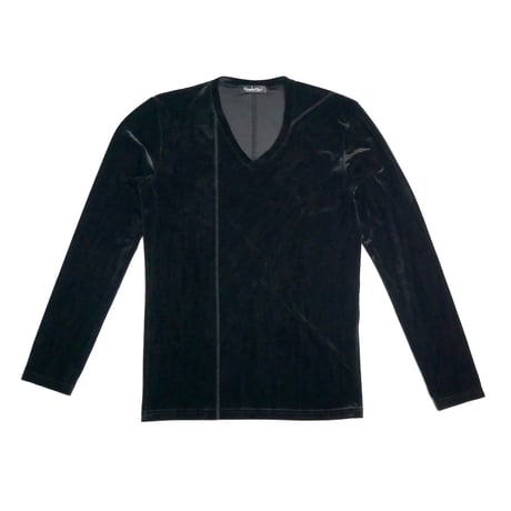 TORNADO MART Velours V-Neck Long Sleeve Top