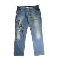 D&G Lether Patched Denim Pants