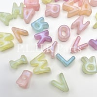 ゼリー微細グリッター アルファベット 大穴ビーズ まとめ売り