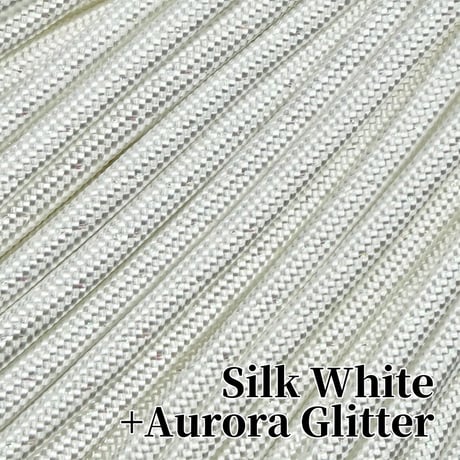 #064-4 Silk White+Aurora Glitter パラコード 4mm  光沢あり