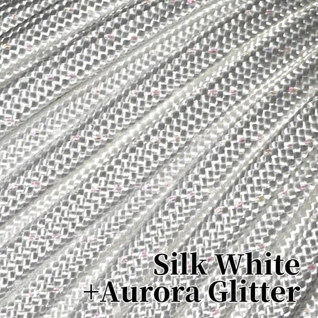 #064-4 Silk White+Aurora Glitter パラコード 4mm  光沢あり