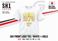 SH1 前面ロゴTシャツ 白×ゴールド