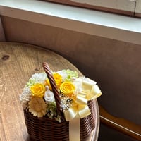 プリザーブドフラワー　バスケット　イエロー系