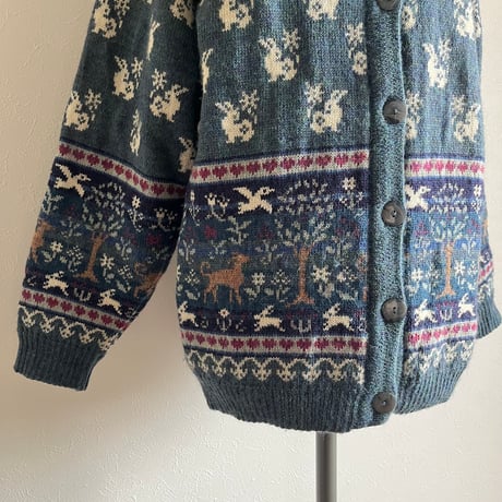 〈vintage〉made in UK / animal pattern cardigan