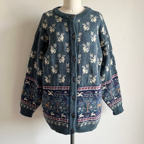 〈vintage〉made in UK / animal pattern cardigan