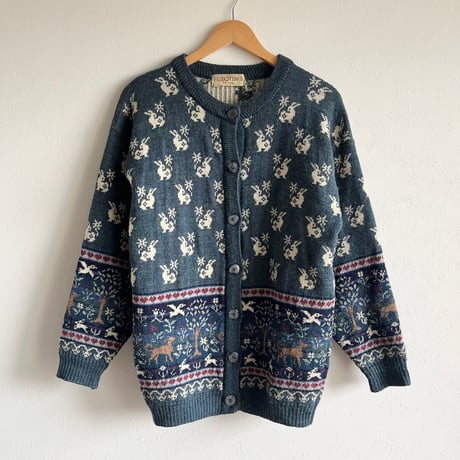 〈vintage〉made in UK / animal pattern cardigan