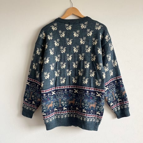 〈vintage〉made in UK / animal pattern cardigan