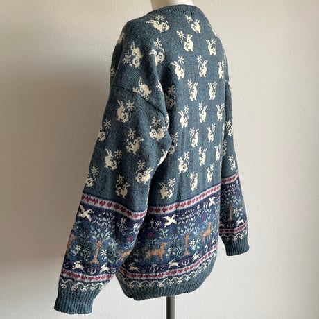 〈vintage〉made in UK / animal pattern cardigan