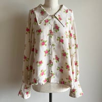 〈vintage〉rose pattern silk blouse