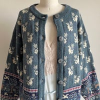 〈vintage〉made in UK / animal pattern cardigan
