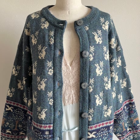 〈vintage〉made in UK / animal pattern cardigan