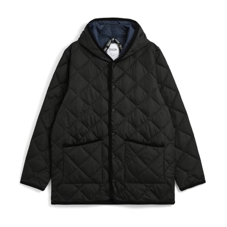 TAION-106CI-RL 【UNISEX】シティ パイピングフード ダウンカーディガン-リラックスルーズ