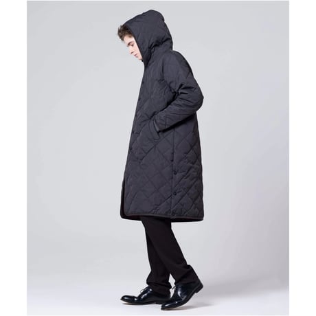 TAION-1062CI-RL-LONG 【UNISEX】 シティ パイピングフード ロングダウンコート-リラックスルーズ