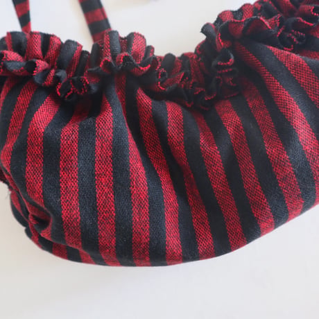 shirring bag （red stripe)
