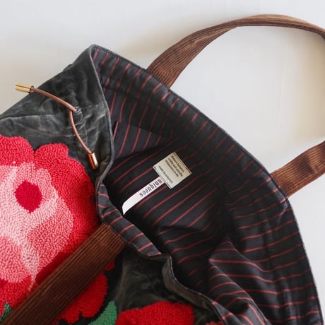 "upcycle" vintage punch needle embroidery bag