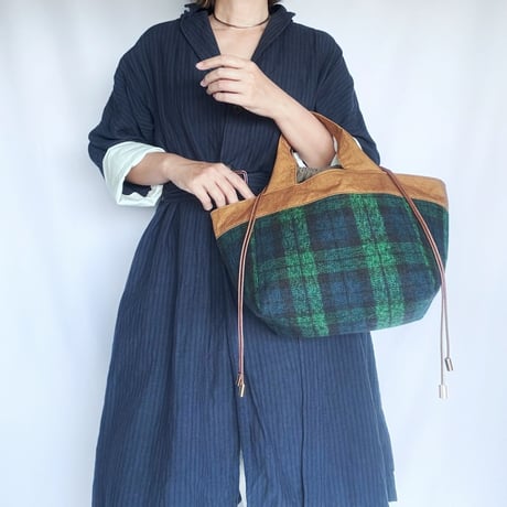 plaid  tote bag （tartan check）