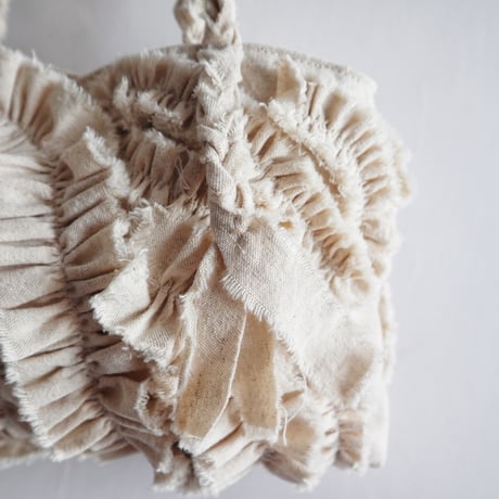 cotton linen shirring  bag (natural)