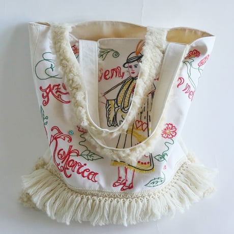 "upcycle" vintage embroidery bag (ecru)