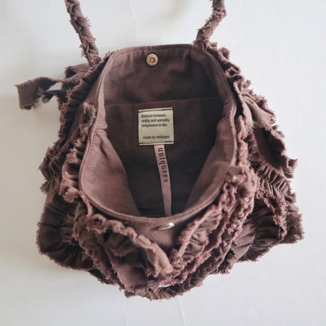 cotton linen shirring  bag (chocolate)